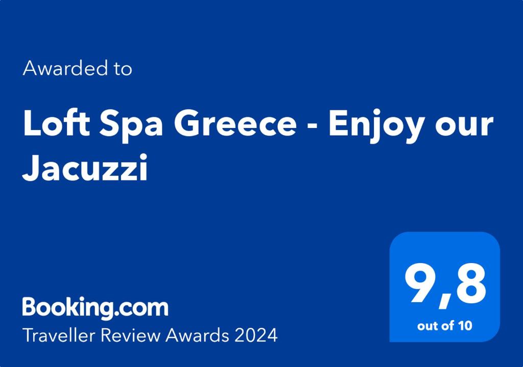 Certificado, premio, señal o documento que está expuesto en Loft Spa Greece - Enjoy our Jacuzzi