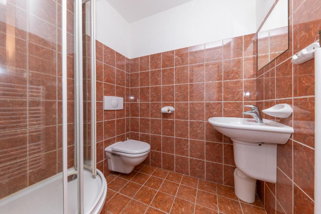 Koupelna v ubytování Hotel Pivovar Polička