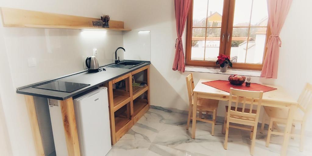 Kuchyň nebo kuchyňský kout v ubytování Moravský Grunt Konírna