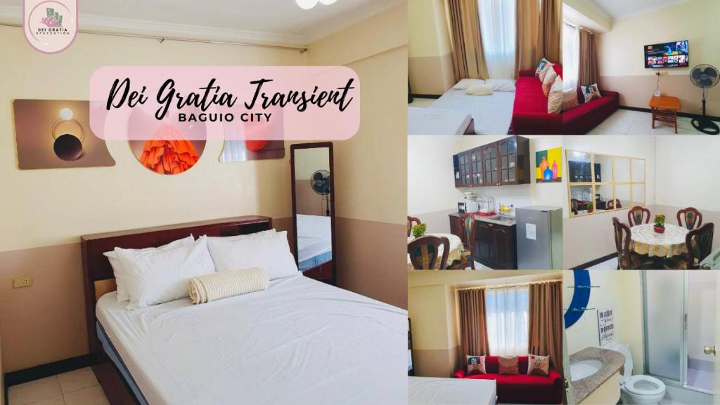 un collage de quatre photos d'une chambre dans l'établissement BAGUIO CONDO ALBERGO HOTEL by DEI GRATIA, à Baguio