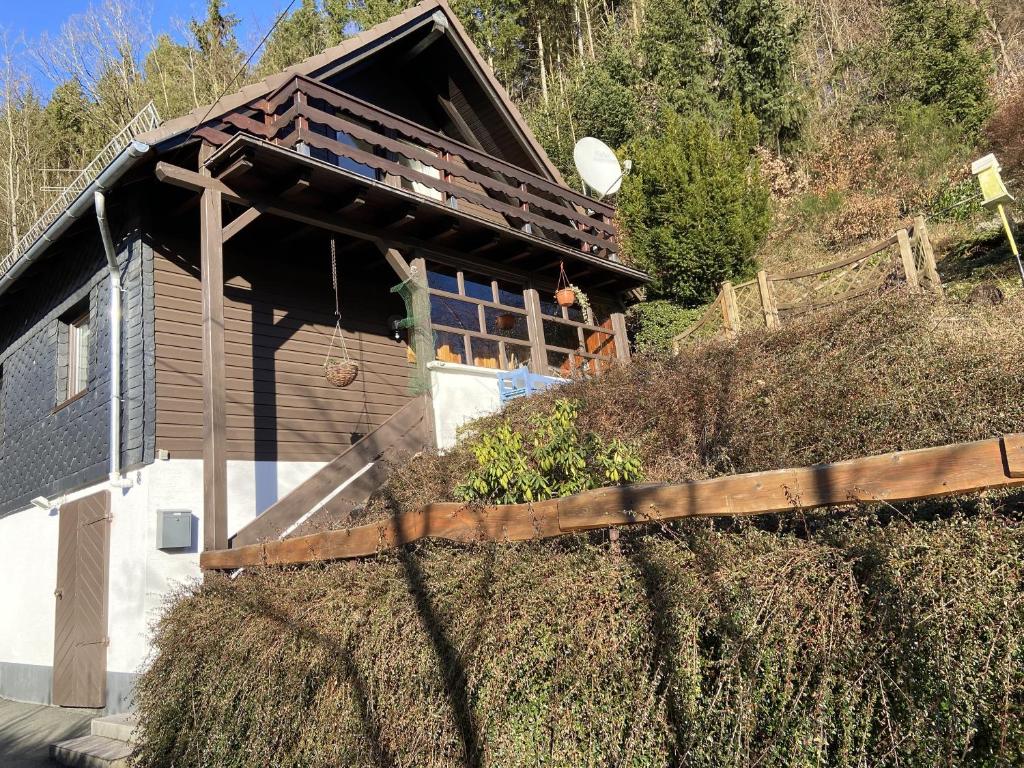 ein Haus auf einem Hügel mit Pflanzen in der Unterkunft Haus Waldesruh in Medebach