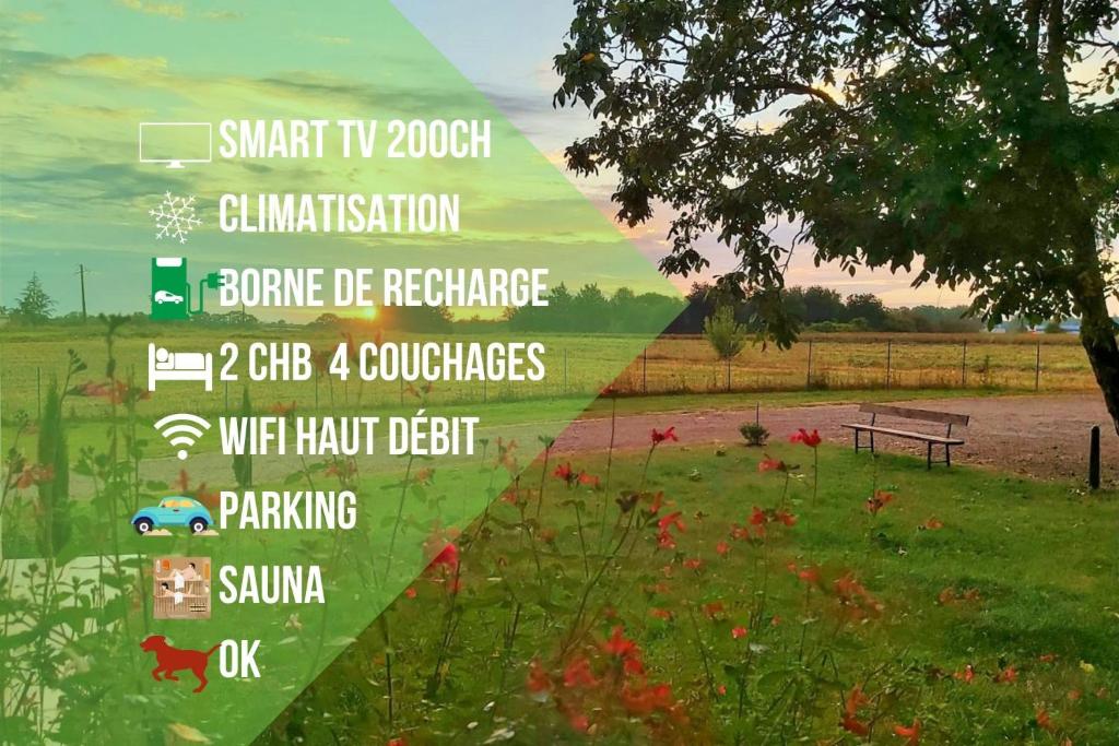 un collage de photos d'un champ avec un parc dans l'établissement Le Cottage Nature Primeur Clim Gaillac entre Albi-Toulouse & Les Cottages du Tarn, à Brens