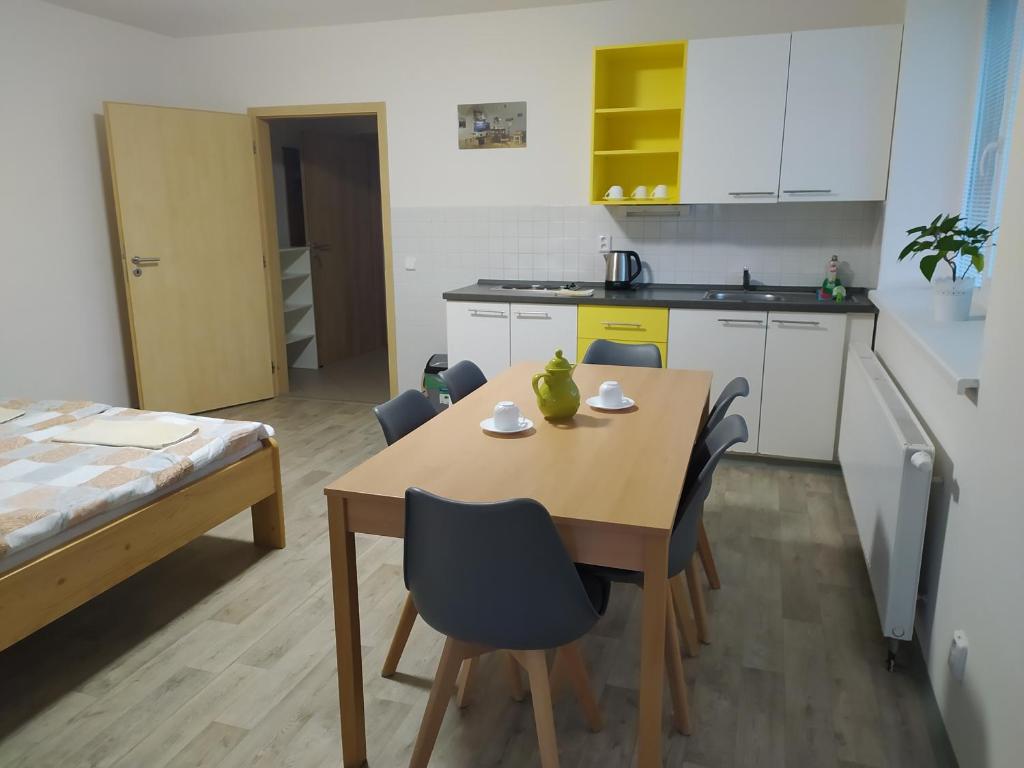 Kuchyň nebo kuchyňský kout v ubytování Apartmány Dalov