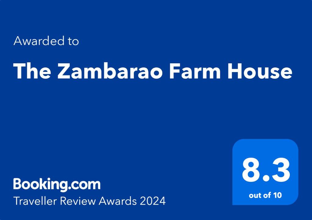 Sertifikāts, apbalvojums, norāde vai cits dokuments, kas ir izstādīts apskatei naktsmītnē The Zambarao Farm House