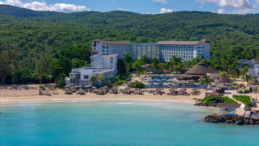 an aerial view of the resort and the beach at Hideaway at Royalton Blue Waters, An Autograph Collection all-Inclusive Resort - Adults Only in Falmouth