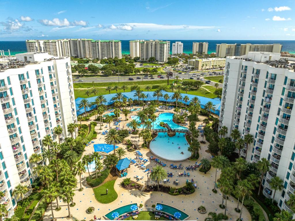 an aerial view of a resort with a pool at Entire Condo - Palms of Destin Paradise in Destin