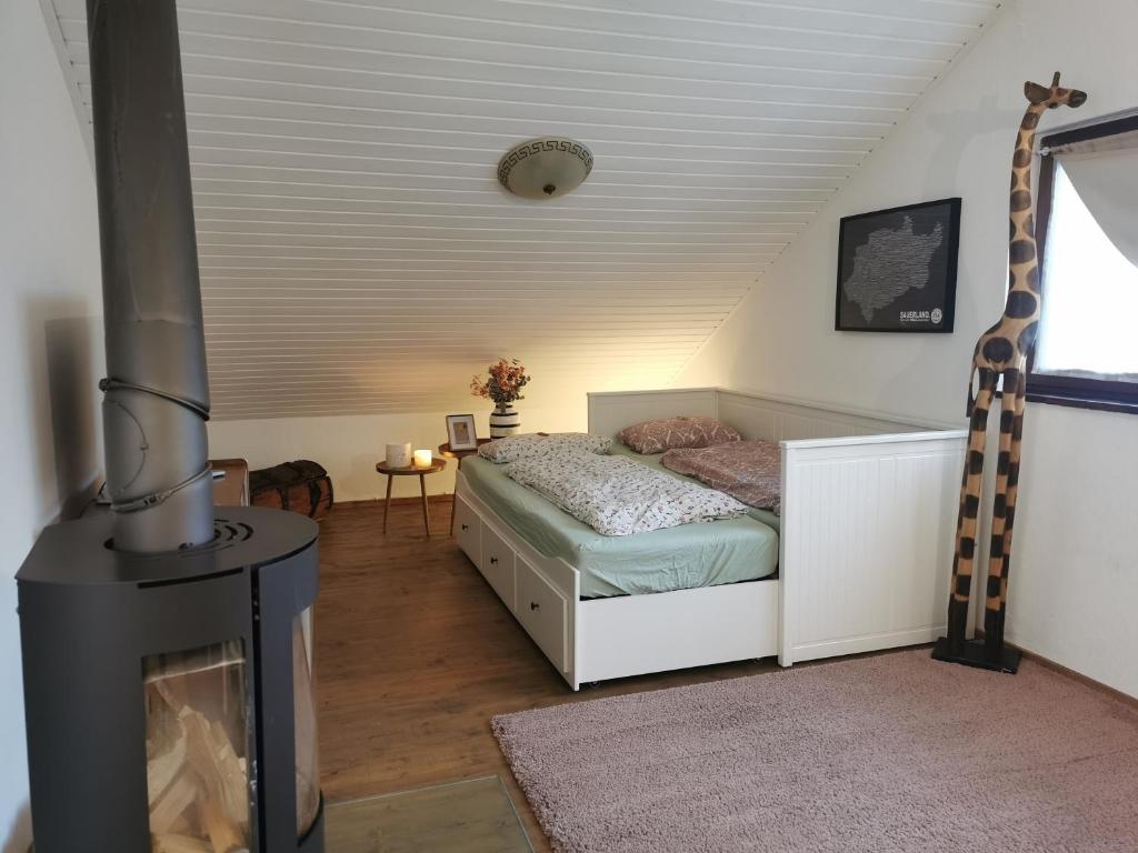 Postel nebo postele na pokoji v ubytování Wohnung in idyllischem Örtchen
