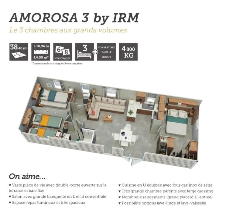 Půdorys ubytování Kokua Vacances présente MOBIL HOME résidentiel toutes options camping 4 étoiles CANET