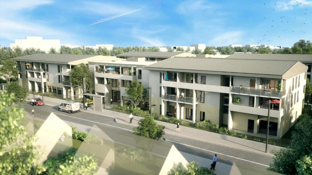 an architectural rendering of an apartment building on a street at Domitys Les Demoiselles in Beaune