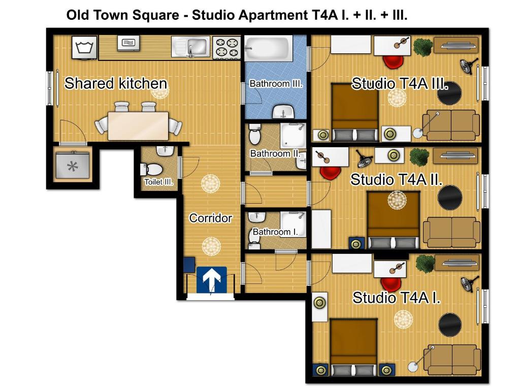 a floor plan of a house at Old Town - Templova Apartments in Prague