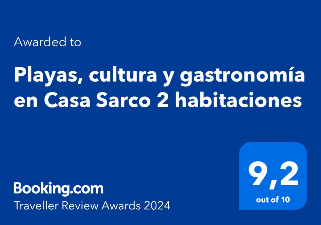 Сертифікат, нагорода, вивіска або інший документ, виставлений в Playas, cultura y gastronomía en Casa Sarco 2 habitaciones