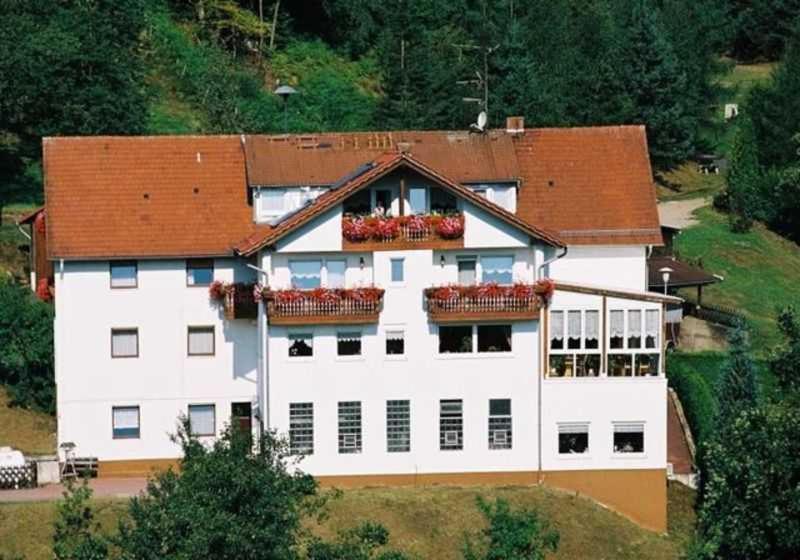ein großes weißes Gebäude mit Blumenkästen drauf in der Unterkunft Gasthaus Zum Spalterwald in Beerfelden