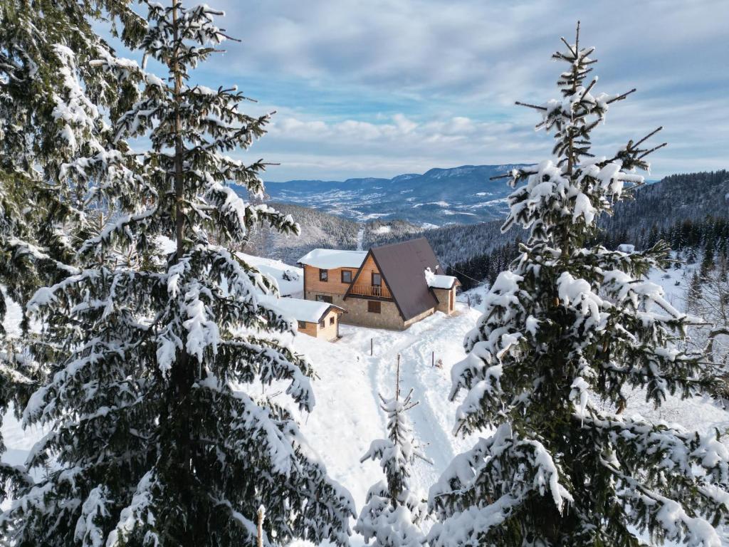 a cabin in the mountains covered in snow at Vila Suvo vrelo in Jahorina