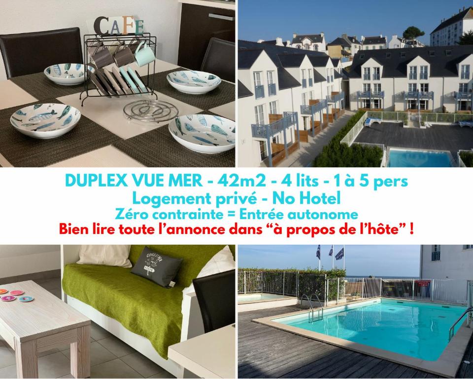 Bazén v ubytovaní DUPLEX VUE MER - Plage à 100m- 4 lits - parking sous sol alebo v jeho blízkosti