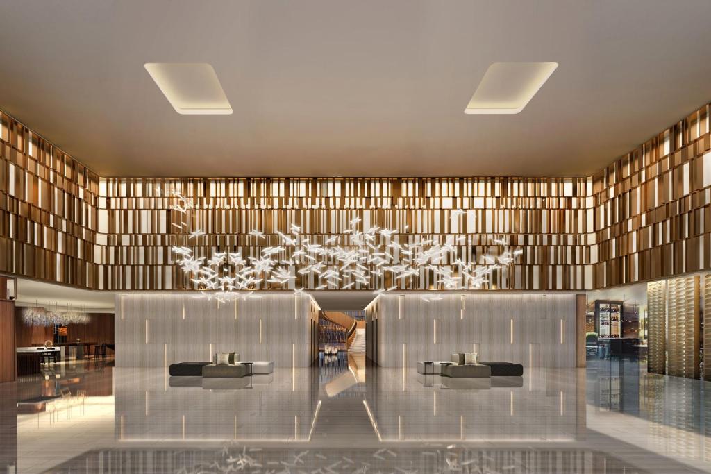 a rendering of a lobby with a chandelier at JW Marriott Hotel Nairobi in Nairobi