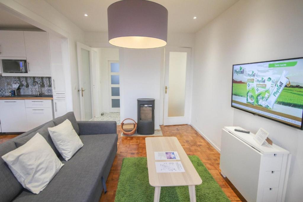 Televízia a/alebo spoločenská miestnosť v ubytovaní Lille Wazemmes- Appartement avec balcon et vue