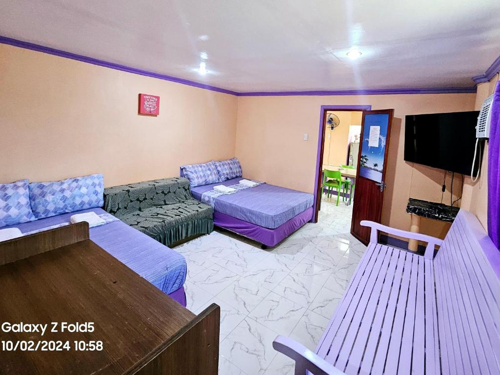a living room with a couch and a tv at Einel Homestay 1 in Siquijor