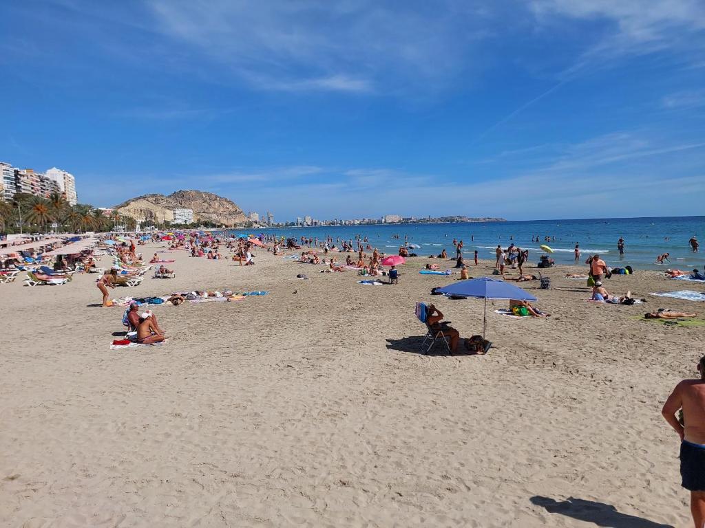 a large group of people on a beach at Cesar Apartment in Alicante