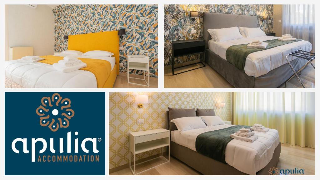 2 fotos de una habitación de hotel con 2 camas en Einaudi Guesthouse by Apulia Accommodation, en Bari