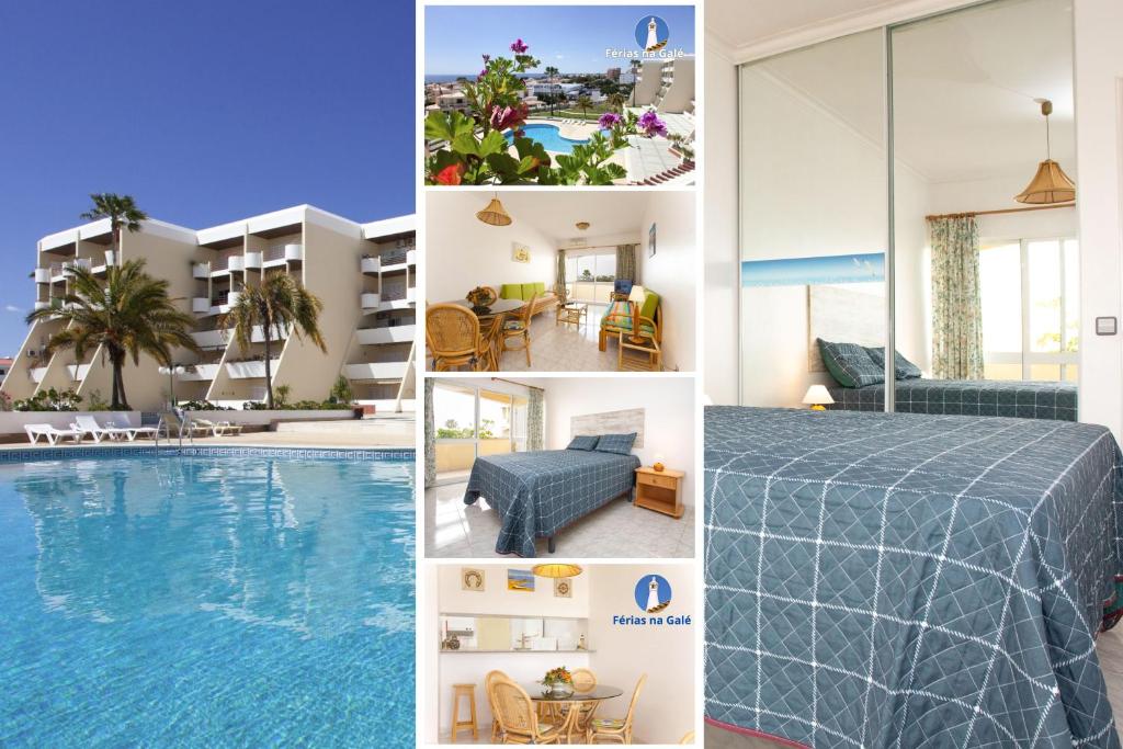 Swimmingpoolen hos eller tæt på O Apartamento A Ramos Palmeira Galé Está inserido num Condomínio com PISCINA, Fica apenas a 250 Metros da Praia da Galé - Apartamento com Ar Condicionado na Sala, Smart TV com Prime Vídeo e Cozinha Completa