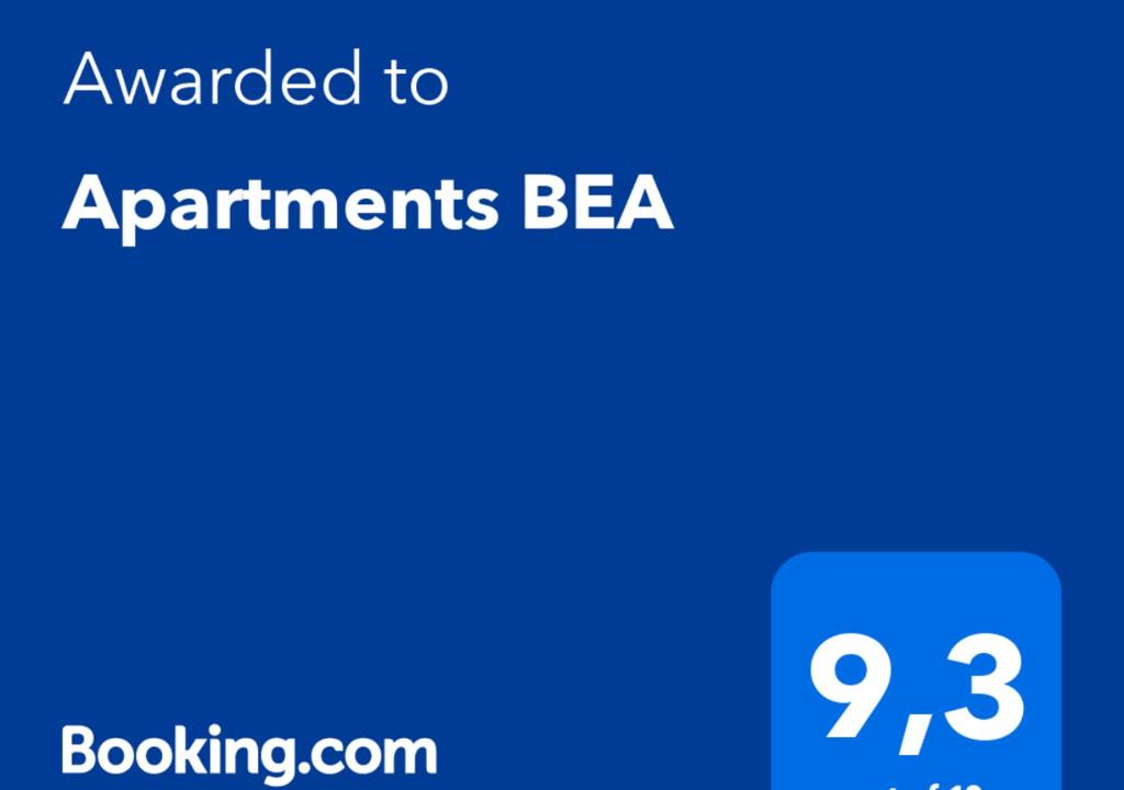 Certifikát, hodnocení, plakát nebo jiný dokument vystavený v ubytování Apartments BEA
