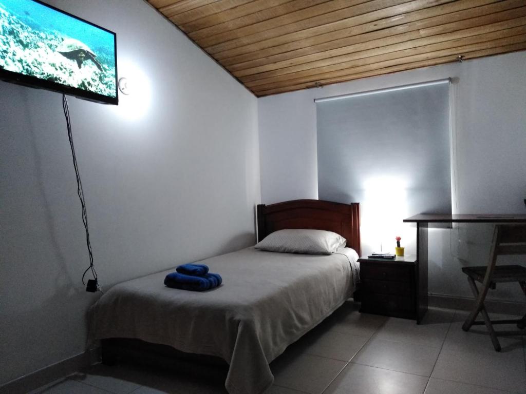 Postel nebo postele na pokoji v ubytování Hostal Norma101