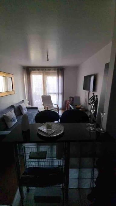 un salon avec un canapé et une table dans l'établissement Charming Parisian apartment, à Asnières-sur-Seine
