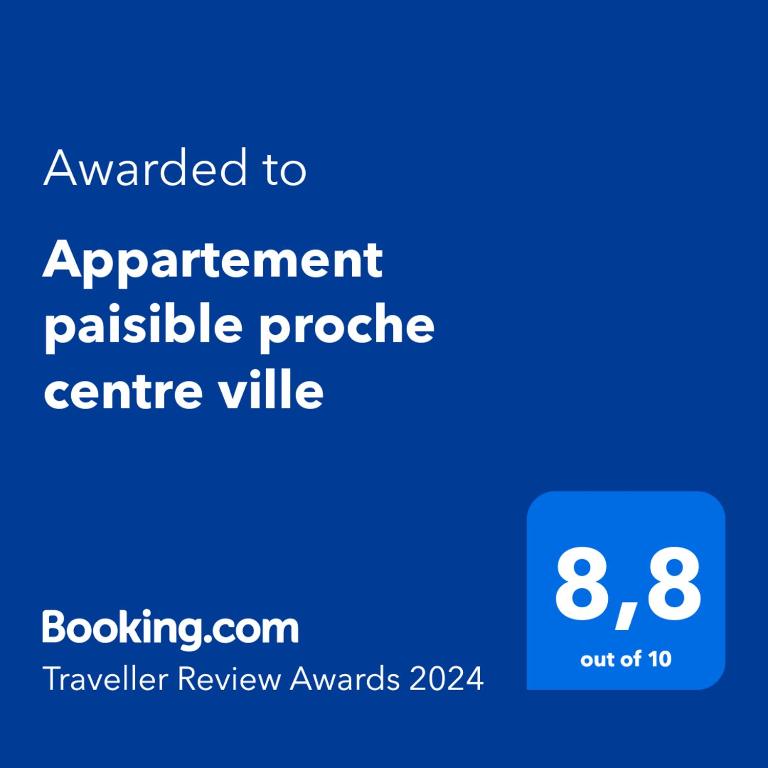 Certyfikat, podpis lub inny dokument wystawiony w obiekcie Appartement paisible proche centre ville