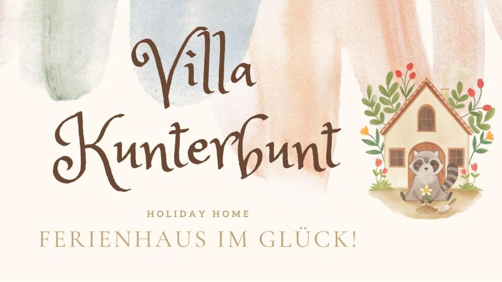 a book cover for a holiday home with a dog in a house at Villa Kunterbunt in Knittelfeld