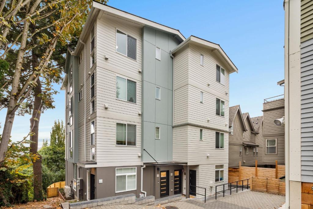 an apartment building with a gray at Back to The Future Sweet Suites in Seattle