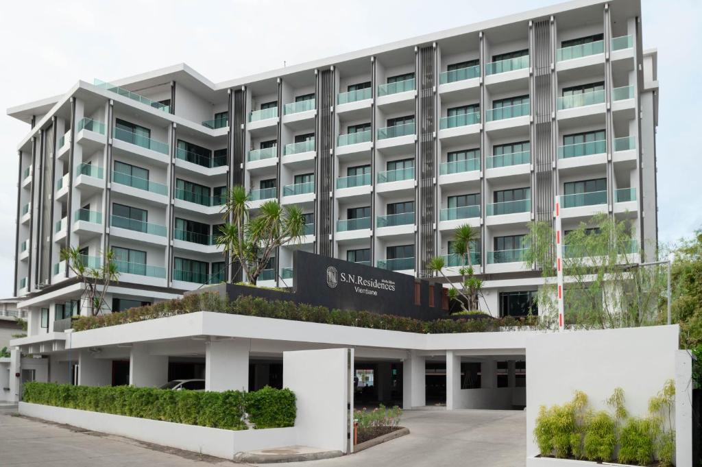 an external view of a building at SN Residences in Vientiane