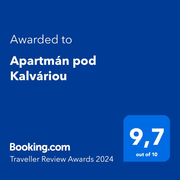 Certifikát, hodnocení, plakát nebo jiný dokument vystavený v ubytování Apartmán pod Kalváriou