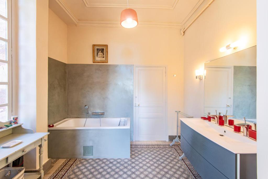 Łazienka w obiekcie Les Louteaux - Splendide Château du XVIII -Piscine- Parc de Lamas