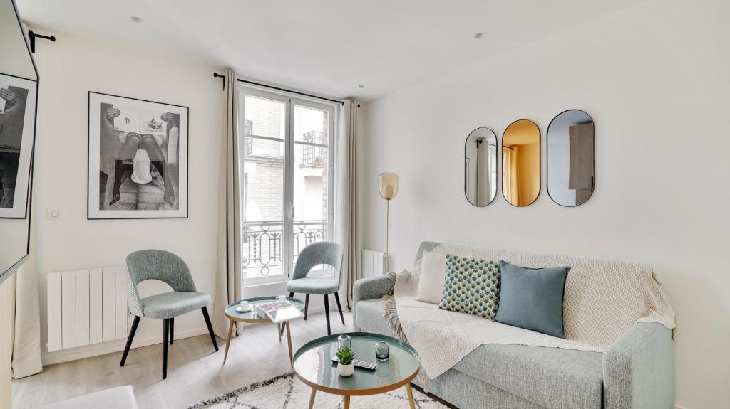 Svetainės erdvė apgyvendinimo įstaigoje 156 Suite Marlene - Superb apartment in Paris.