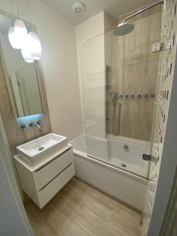 Koupelna v ubytování Moderný byt v centre mesta