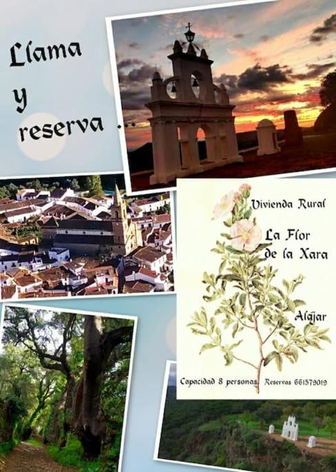 a collage of photos of a town and a tree at La Flor De La Xara in Alájar