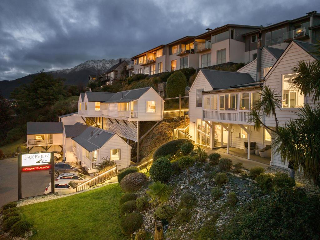 an aerial view of a house at Lakeview Colonial House in Queenstown