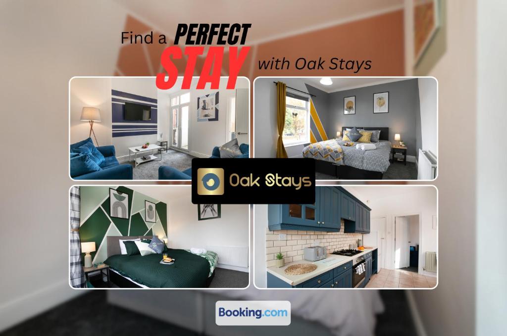 a collage of photos of a room withoak sights at 87 Allesley Old Road By Oak Stays Short Lets & Serviced Accommodation Leicester Coventry With Free Parking in Coventry