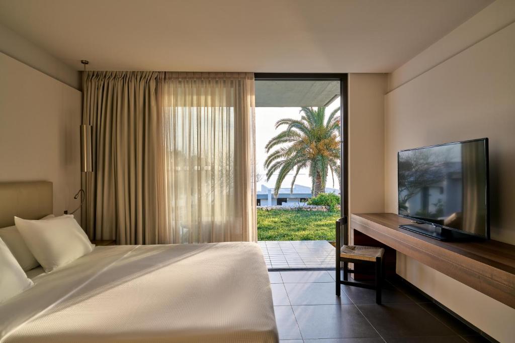 Телевизор и/или развлекательный центр в White Rocks Hotel Kefalonia