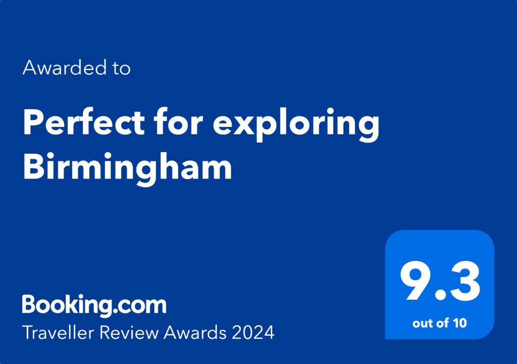 Certifikát, hodnocení, plakát nebo jiný dokument vystavený v ubytování Perfect for exploring Birmingham