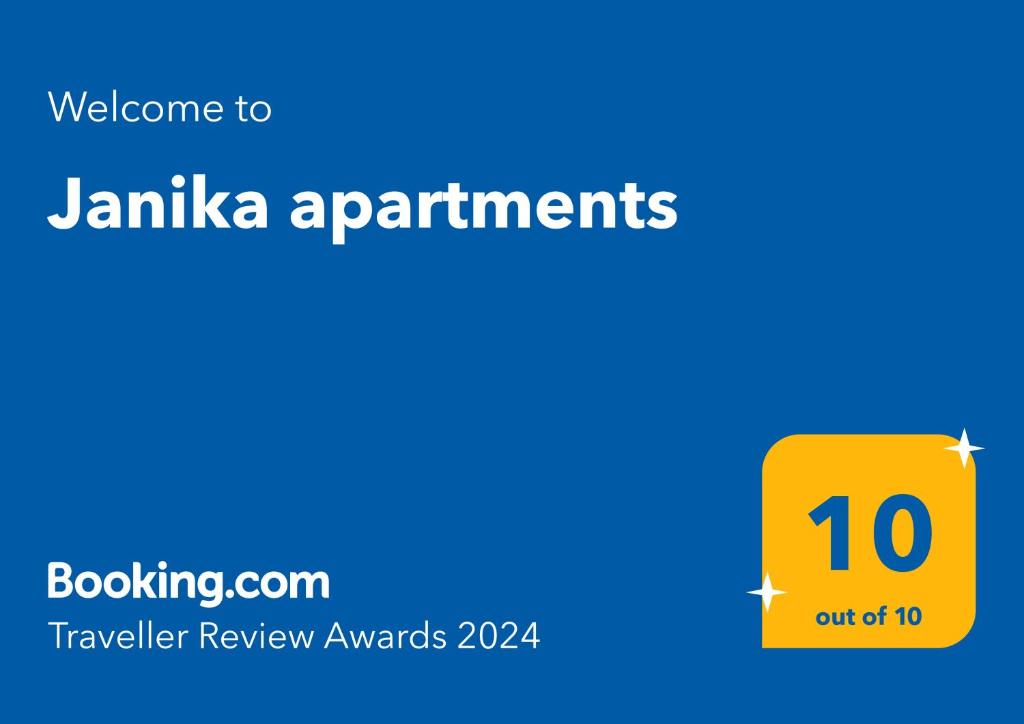 Certifikát, hodnocení, plakát nebo jiný dokument vystavený v ubytování Janika apartments
