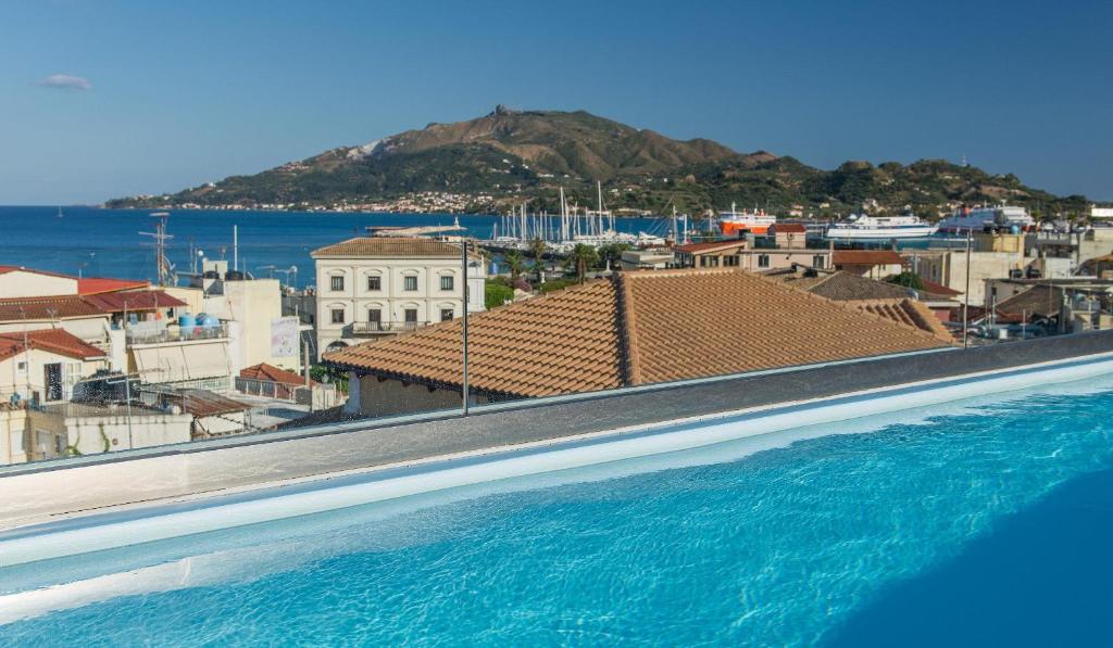 a view of the water from the infinity pool of a resort at Diana Hotel in Zakynthos