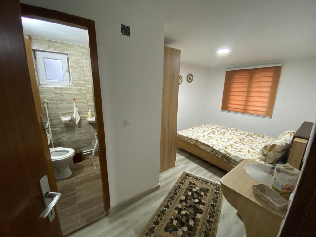 a room with a bedroom with a bed and a bathroom at Bibex Komplex in Gornje Međurovo