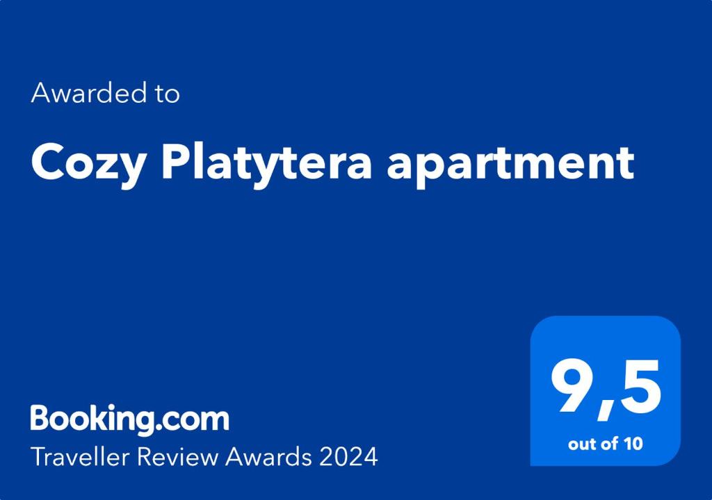 Certifikát, hodnocení, plakát nebo jiný dokument vystavený v ubytování Cozy Platytera apartment