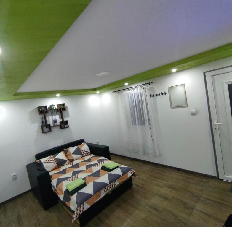 a bedroom with a bed and a couch in a room at NP Apartman Banja Jokin Grab -Bogatić 