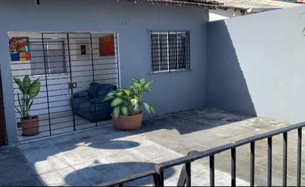 a patio with two plants and a building at Hostel Brasil Recife in Recife