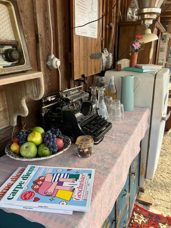 Kuchyňa alebo kuchynka v ubytovaní Getreidekasten auf einer Lamafarm