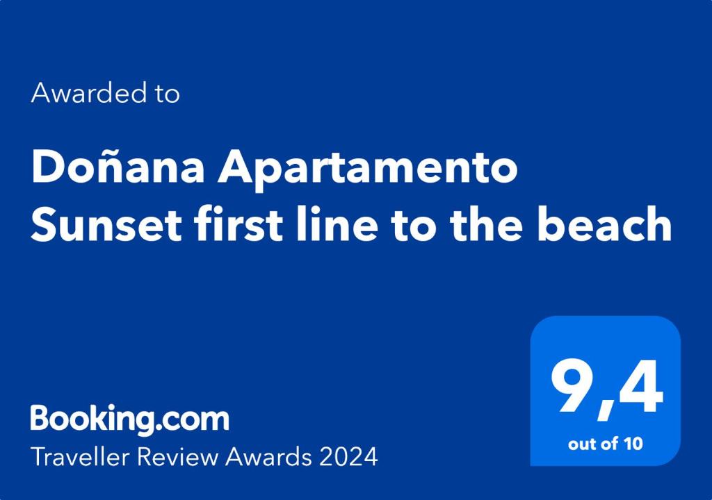 Certifikát, ocenenie alebo iný dokument vystavený v ubytovaní Doñana Apartamento Sunset first line to the beach