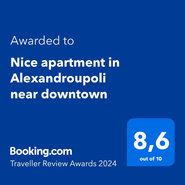 Certifikát, hodnocení, plakát nebo jiný dokument vystavený v ubytování Nice apartment in Alexandroupoli near downtown