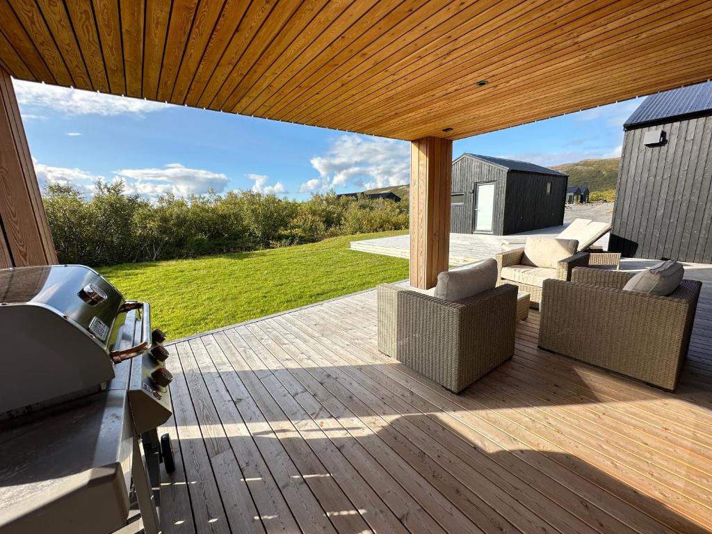 Posezení v ubytování Stunning Luxury Chalet in West Iceland - Birta Rentals